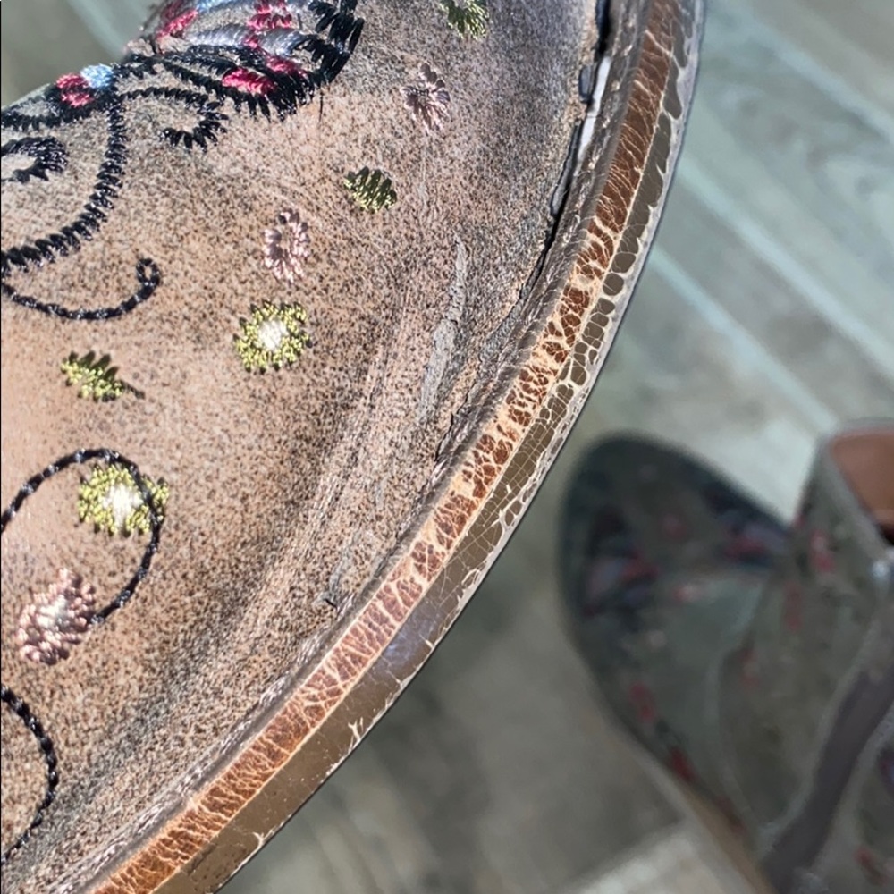 Embroidered Faux Leather Ankle Boots Sz 9.5-10 - Picture 7 of 11